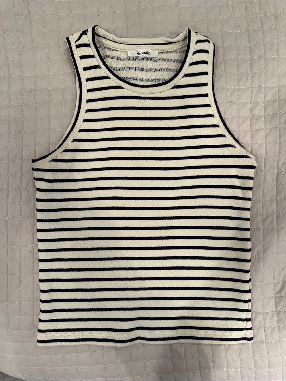 Splendid Whitney Stripe Terry Tank Navy White Size S
